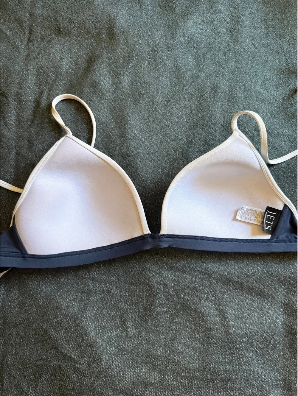 JETS Australia Navy Colorblock Bikini Set US 10 Triangle Top & Cutout Bottoms